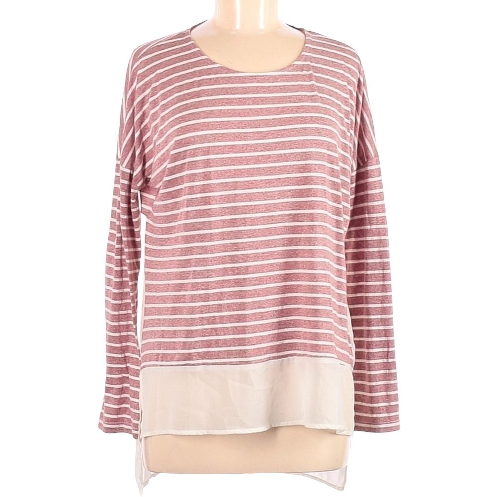 🌺 Ya Los Angeles Stripe Colorblock Step Hem Blouse Sweater Size M